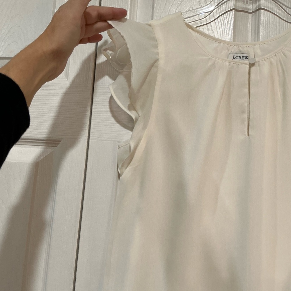 🖤 J. Crew Short Sleeve Lightweight Sheer Off White Top Blouse - XS - Picture 3 of 6